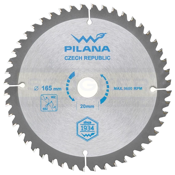 KÖRFŰRÉSZTÁRCSA D165*20/48F. TCT 5255 PILANA 5255-1654820WZ