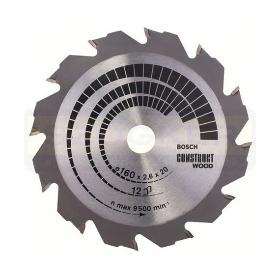BOSCH 2608640630 KÖRFŰRÉSZTÁRCSA D160*20/12F. FÁHOZ DURVAVÁGÁS CONSTRUCTWOOD