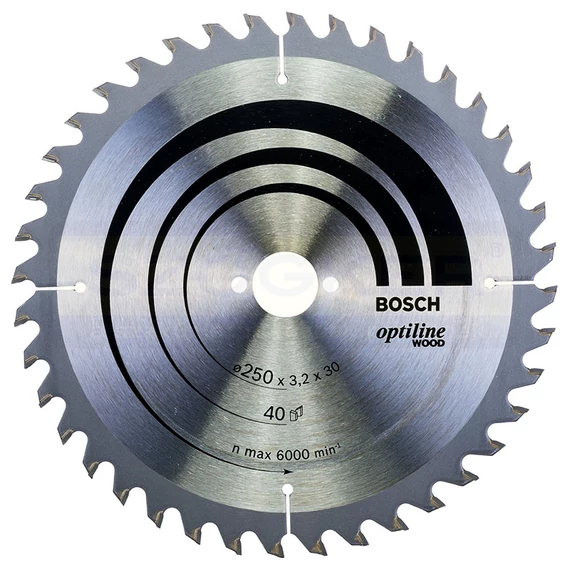 BOSCH 2608640670 KÖRFŰRÉSZTÁRCSA D250*30/40F. FÁHOZ STANDARD OPTILINE WOOD