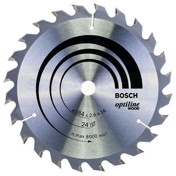 BOSCH 2608640817 KÖRFŰRÉSZTÁRCSA D184*16/24F. FÁHOZ STANDARD OPTILINE WOOD