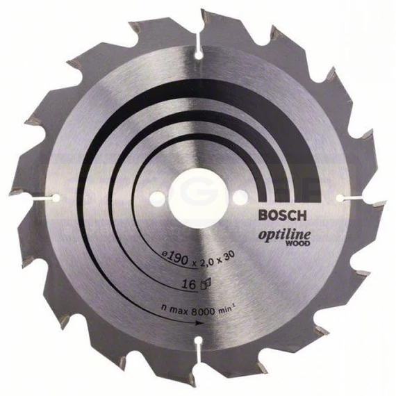 BOSCH 2608641184 KÖRFŰRÉSZTÁRCSA D190*30/16F FÁHOZ STANDARD OPTILINE WOOD