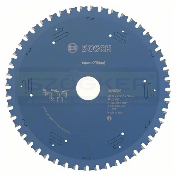 BOSCH 2608643057 KÖRFŰRÉSZTÁRCSA D210*30/48F. FÉMHEZ EXPERTSTEEL