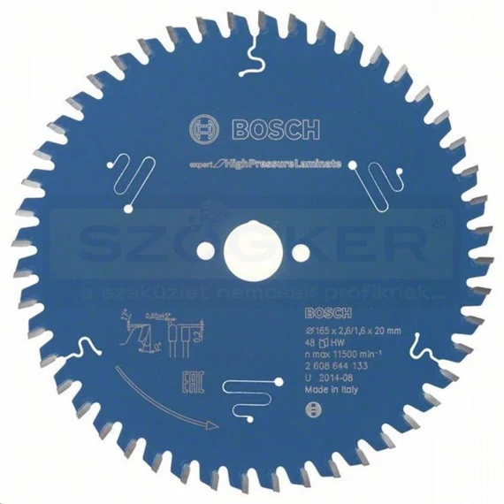 BOSCH 2608644133 KÖRFŰRÉSZTÁRCSA D165*20/48F. MŰGYANTÁS LEMEZ