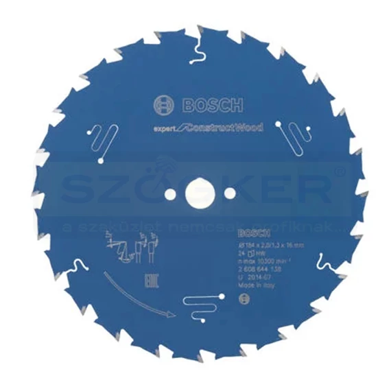 BOSCH 2608644138 KÖRFŰRÉSZTÁRCSA D184*16/24F. FÁHOZ,FORGÁCSLEMEZ,GÁZBETON