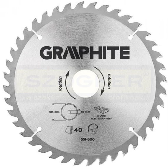 KÖRFŰRÉSZTÁRCSA D185*30/40F. FÁHOZ KEMÉNYFÉM GRAPHITE 55H600