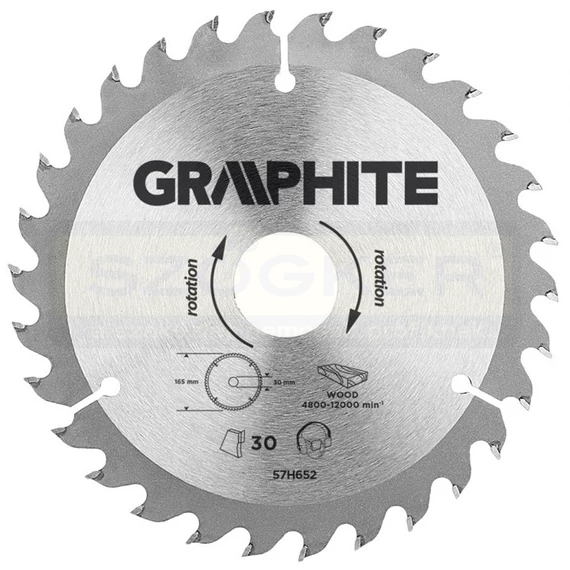 KÖRFŰRÉSZTÁRCSA D165*30/30F. FÁHOZ GRAPHITE 57H652