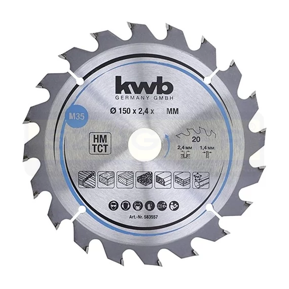 KÖRFŰRÉSZTÁRCSA D160*16/20F. M43 FÁHOZ, PVC-HEZ - HM TCT KWB 49584357