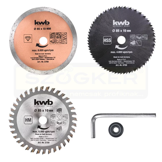 KÖRFŰRÉSZTÁRCSA KÉSZLET D85*10mm 5DB-OS KWB 49575905