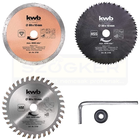 KÖRFŰRÉSZTÁRCSA KÉSZLET D89*10mm 5DB-OS KWB 49575915