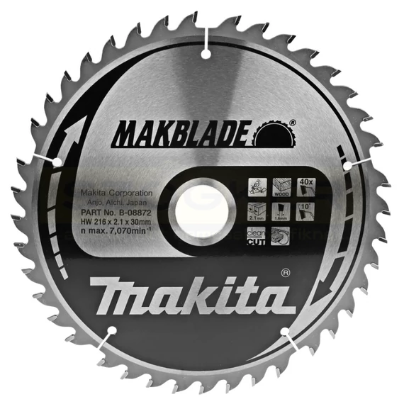 MAKITA B-08872 KÖRFŰRÉSZTÁRCSA D216*30/40F. FÁHOZ STANDARD TÍPUS