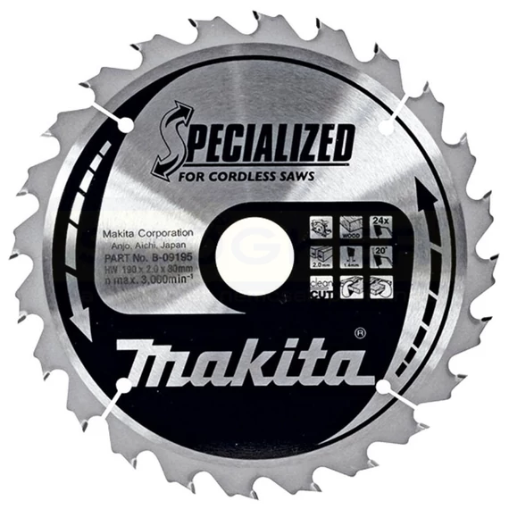 MAKITA B-09195 KÖRFŰRÉSZTÁRCSA D190*30/24F. FÁHOZ