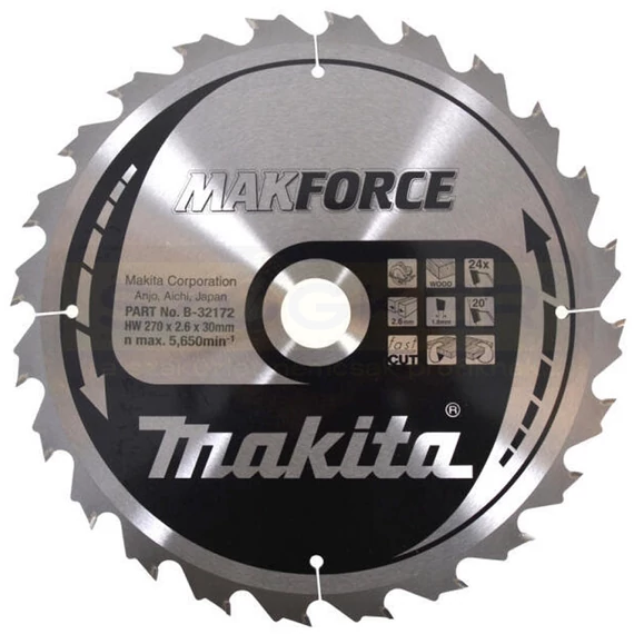 MAKITA B-32172 KÖRFŰRÉSZTÁRCSA D270*30/24F. MAKFORCE
