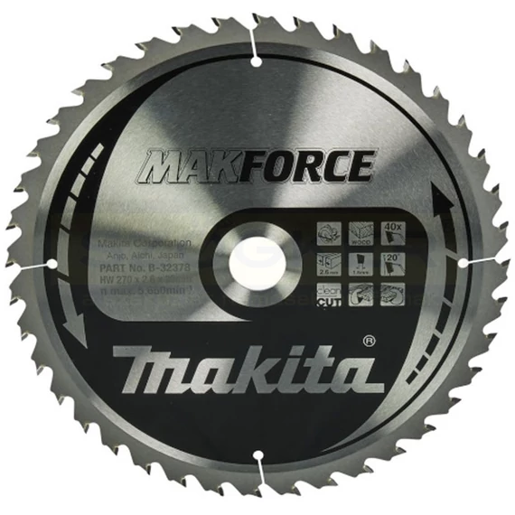 MAKITA B-32378 KÖRFŰRÉSZTÁRCSA D270*30/40F. MAKFORCE
