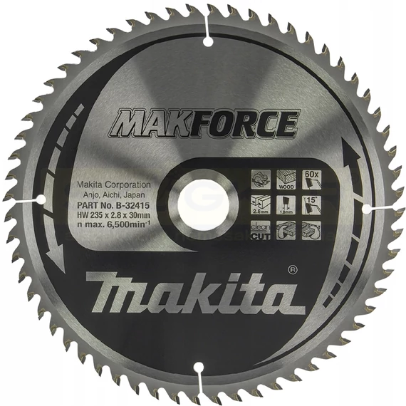 MAKITA B-32415 KÖRFŰRÉSZTÁRCSA D235*30/60F. MAKFORCE FÁHOZ