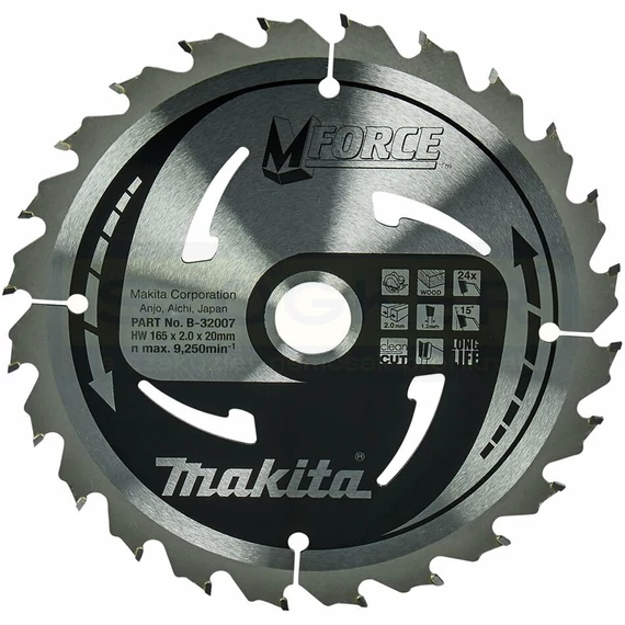 MAKITA B-32007 KÖRFŰRÉSZTÁRCSA D165*20/24F. FÁHOZ MFORCE TÍPUS