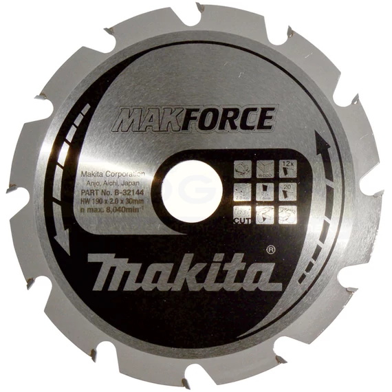 MAKITA B-32144 KÖRFŰRÉSZTÁRCSA D190*30/12F. FÁHOZ STANDARD TÍPUS