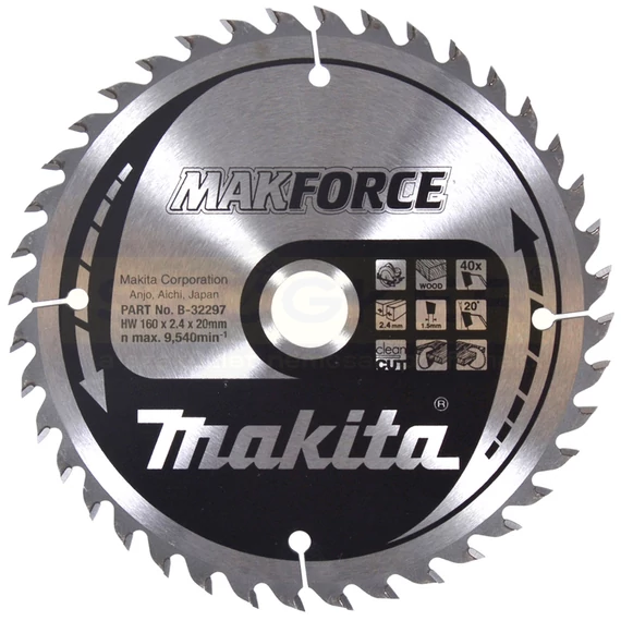 MAKITA B-32297 KÖRFŰRÉSZTÁRCSA D160*20/40F. MAKFORCE