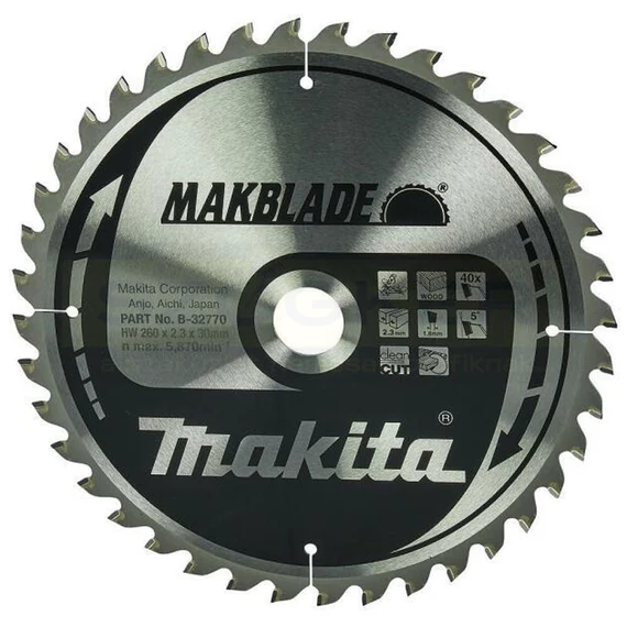 MAKITA B-32770 KÖRFŰRÉSZTÁRCSA D260*30/40F. MAKBLADE FÁHOZ