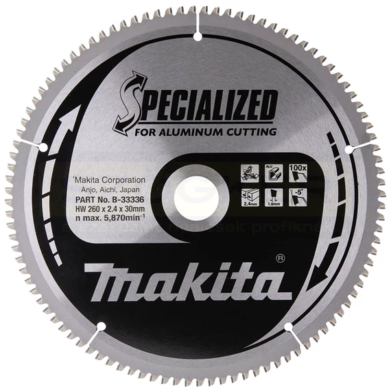 MAKITA B-33336 KÖRFŰRÉSZTÁRCSA D260*30/100F. ALUHOZ