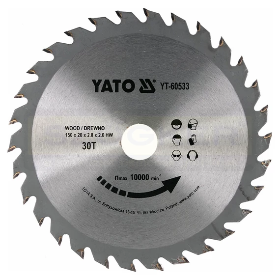 YATO 60533 KÖRFŰRÉSZTÁRCSA D150*20/30F FÁHOZ