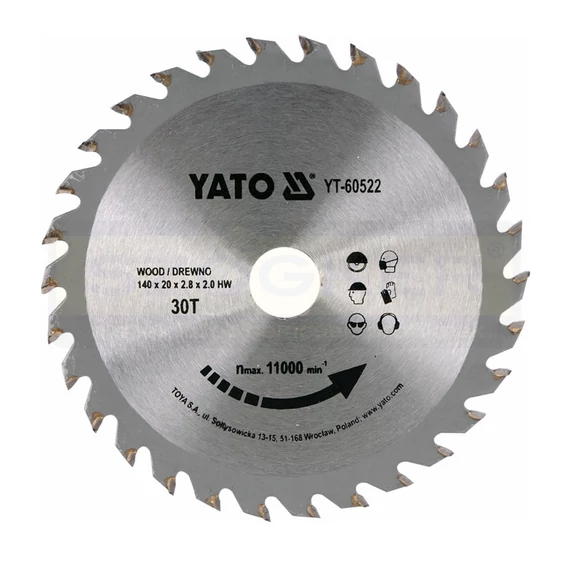 YATO 60522 KÖRFŰRÉSZTÁRCSA D140*20/30FOG FÁHOZ