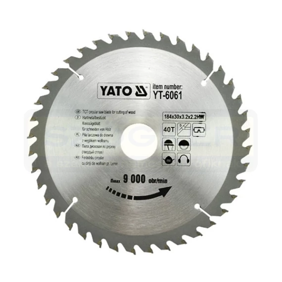 YATO 6061 KÖRFŰRÉSZTÁRCSA D184*30/40FOG FÁHOZ