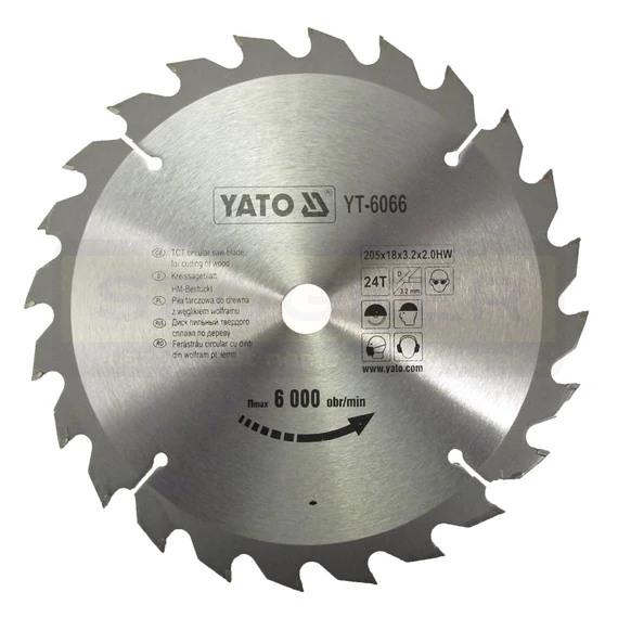 YATO 6066 KÖRFŰRÉSZTÁRCSA D205*18/24FOG FÁHOZ