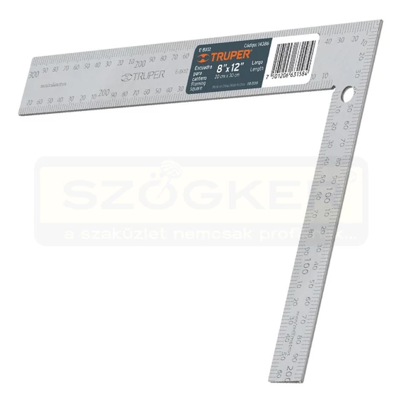 TRUPER E-8X12 ÁCSDERÉKSZÖG ROZSDAMENTES T-14386 203/325mm COL/CM