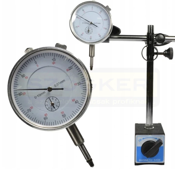 INDIKÁTORÓRA MÁGNESES ÁLLVÁNY D58 MÉRŐÓRÁVAL 0-10mm/0.01 BLACK 27516 UTOLSÓ DARABOK