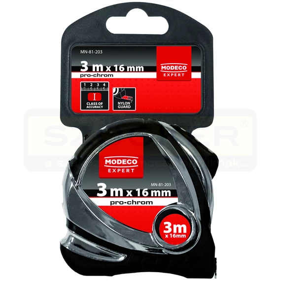 MODECO 81203 MÉRŐSZALAG 03M/16mm PROFI GUMÍROZOTT