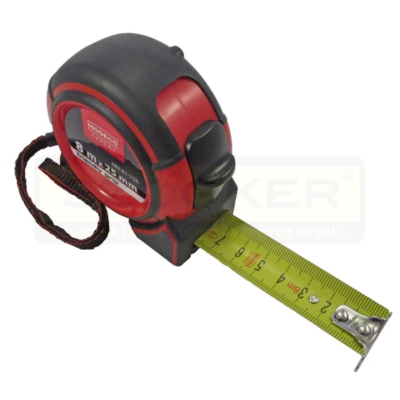 MODECO 81158 MÉRŐSZALAG 08M/25mm GUMÍROZOTT PIROS-FEKETE ÖVAKASZTÓS