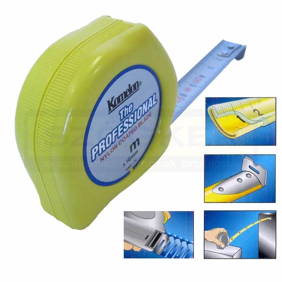 MÉRŐSZALAG 2M/16mm SÁRGA SÁRGA SZALAGGAL KOMELON SM KMC-74