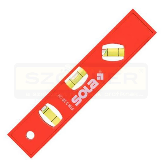 SOLA PTM 5 20 VÍZMÉRTÉK MÁGNESES 8col/200mm HÁROM LIBELLÁVAL PIROS MŰANYAG