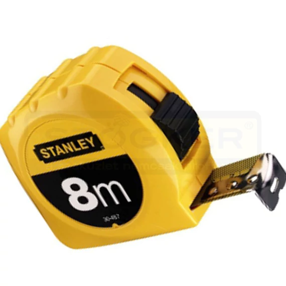 STANLEY 030457-130457 MÉRŐSZALAG 08M/25mm MŰANYAG SÁRGA ÖVAKASZTÓS