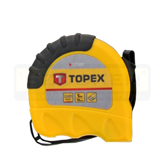 TOPEX 27C308 MÉRŐSZALAG 08M/25mm STANDARD SÁRGA-FEKETE ÖVAKASZTÓS