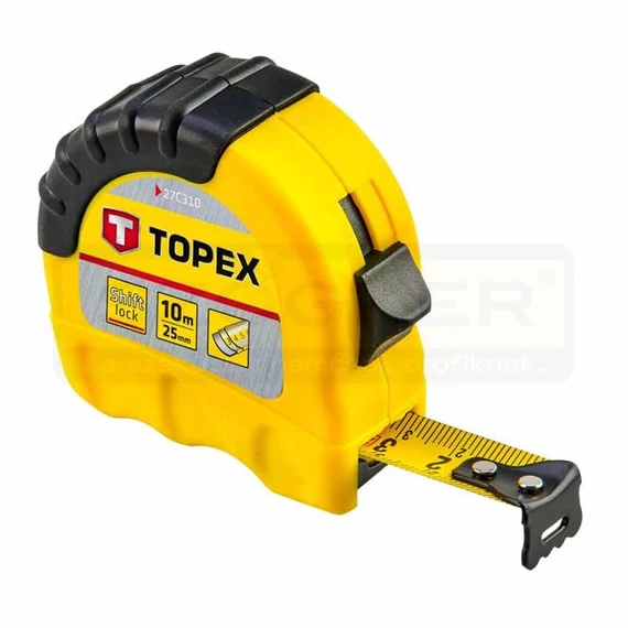 TOPEX 27C310 MÉRŐSZALAG 10M/25mm STANDARD SÁRGA-FEKETE ÖVAKASZTÓS