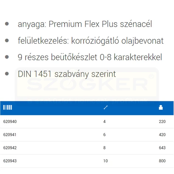 UNIOR 620941 SZÁMBEÜTŐ 6mm 9részes