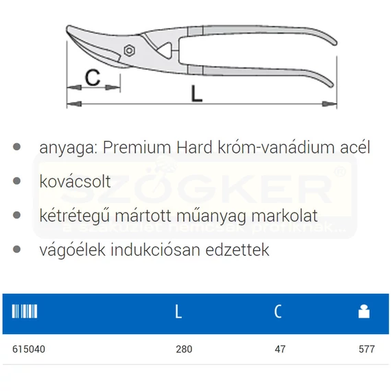 UNIOR 615040 LEMEZOLLÓ 280mm UNIVERZÁLIS 563L-PLUS/7DP BALOS
