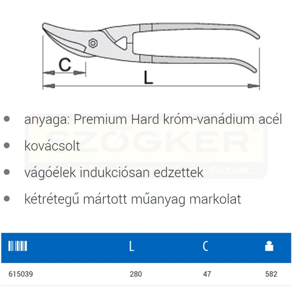 UNIOR 615039 LEMEZOLLÓ 280mm UNIVERZÁLIS 563R-PLUS/7DP JOBBOS