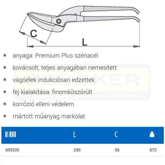 UNIOR 609335 LEMEZOLLÓ 290mm PELIKÁN 567R/7P