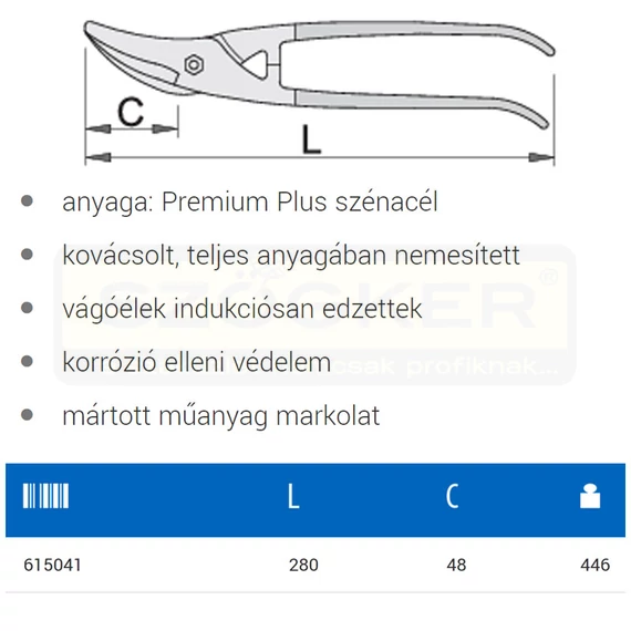 UNIOR 615041 LEMEZOLLÓ 280mm 572R/7PR JOBBOS
