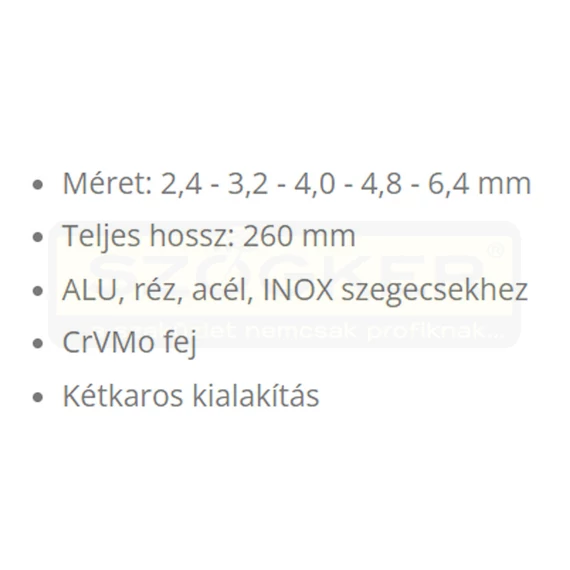 SZEGECSHÚZÓ KÉTKAROS ALU,RÉZ,ACÉL,INOX, 2,4-6,4, FORTUM 4770611