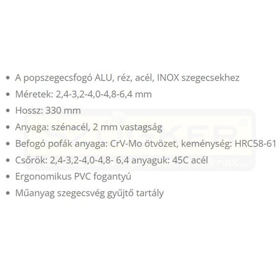 SZEGECSHÚZÓ KÉTKAROS ALU,RÉZ,ACÉL,INOX, 2,4-6,4, FORTUM 4770614
