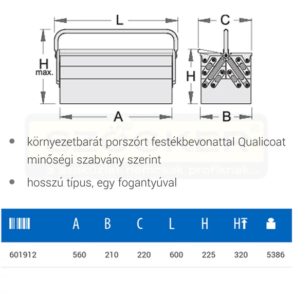 UNIOR 601912 SZERSZÁMOS LÁDA 5 REKESZES 912/5 550*215*240