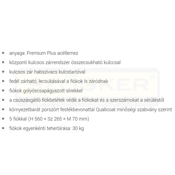 UNIOR 611784 SZERSZÁMOS LÁDA EUROSTYLE 939/5E 5FIÓKOS