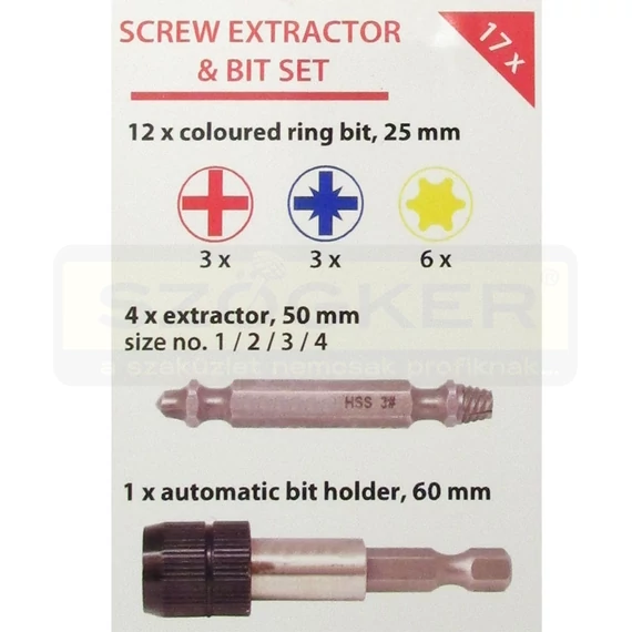 TÖRTCSAVAR KIHAJTÓ KLT 17DB-OS 12BIT- 4KIHAJTÓ- 1ADAPTER IMPORT