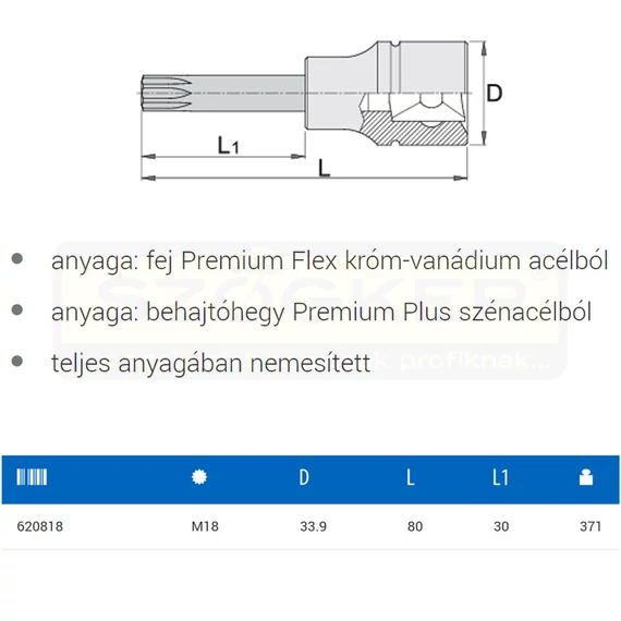 UNIOR 620818 DUGÓKULCS BEHAJTÓHEGY 3/4col 197/2AZX/M18