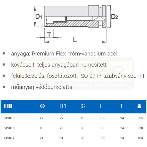 UNIOR 619016 DUGÓKULCS 1/2col LEVEGŐS HOSSZ 231/4PL 19 6SZ.KÖNNYŰFÉM FELN.