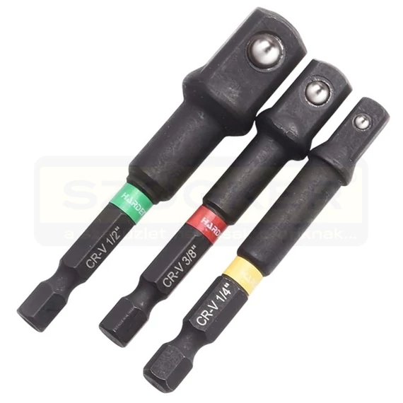 DUGÓKULCS ADAPTER KÉSZLET 1/4c-3/8c-1/2c 3DB-OS HARDEN HD-550733