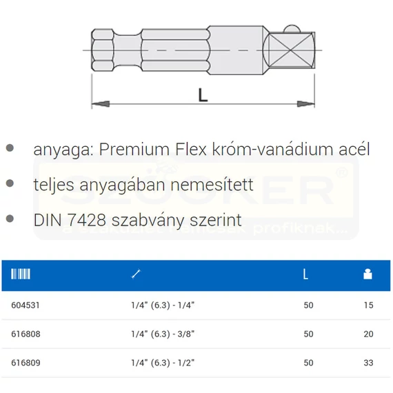 UNIOR 616809 DUGÓKULCS ADAPTER 1/4c- 1/2c 188.10